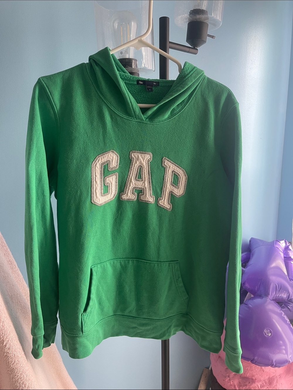 GAP Bright Green Hoodie with White Logo Applique